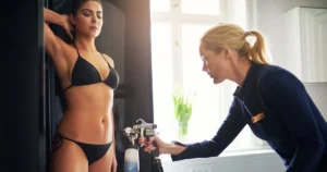 Woman having a spray tan