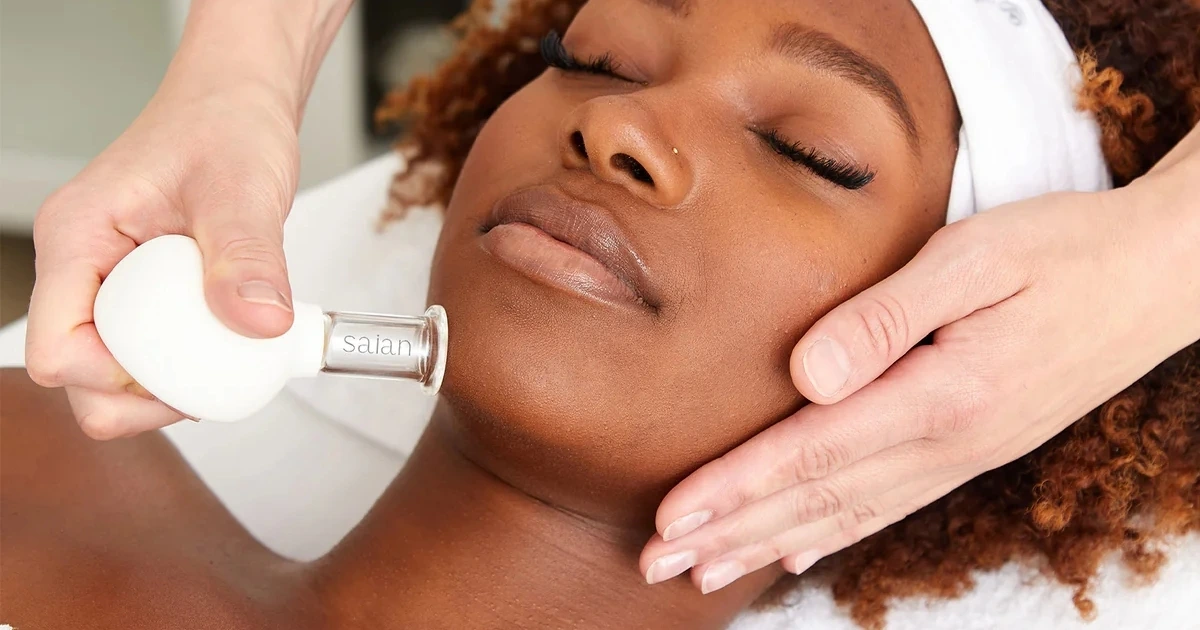 Woman having a facial lymphatic treatment.